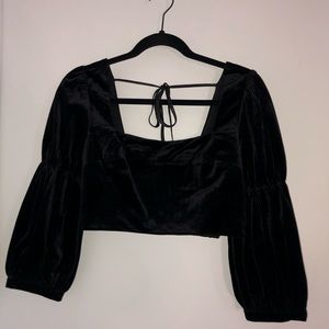 Velvet Puff Sleeve Shirt Urban Outfitters